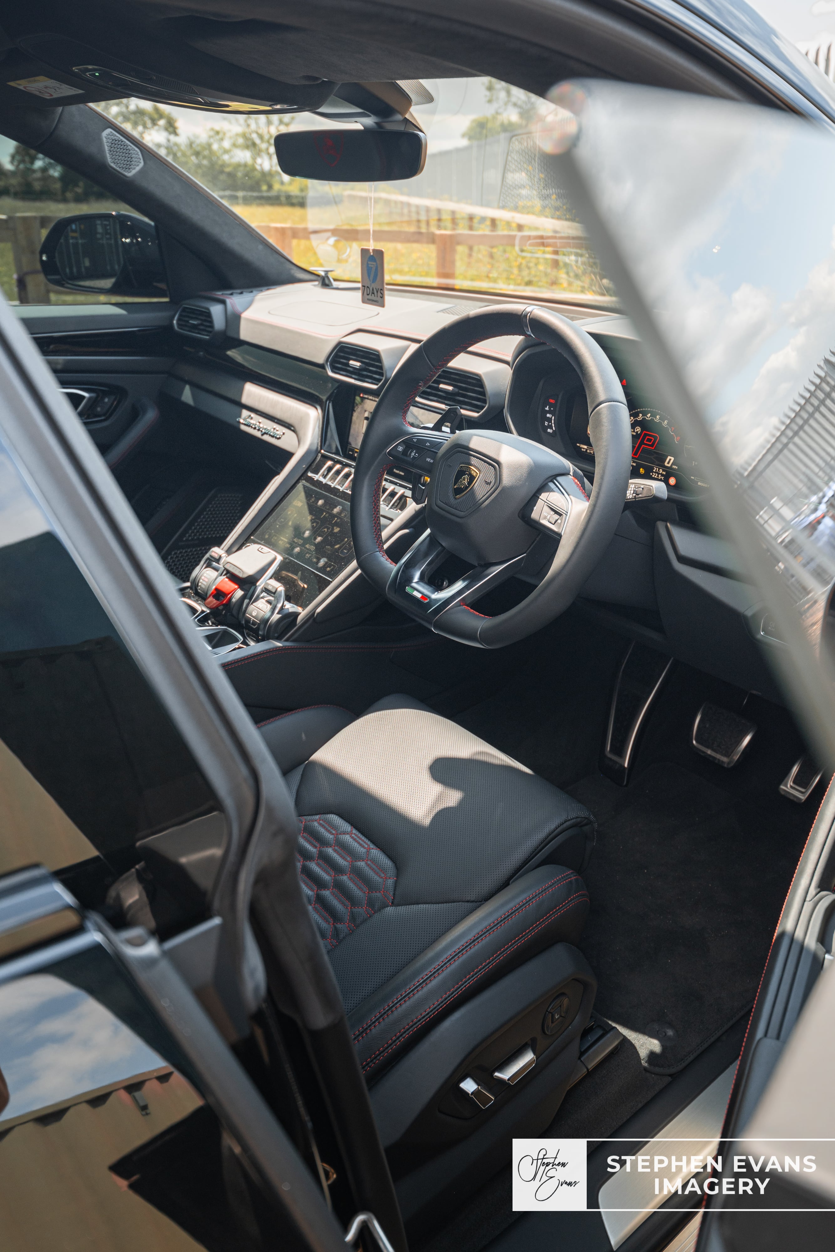 7Days Performance Lamborghini Urus black raffle competition car on display